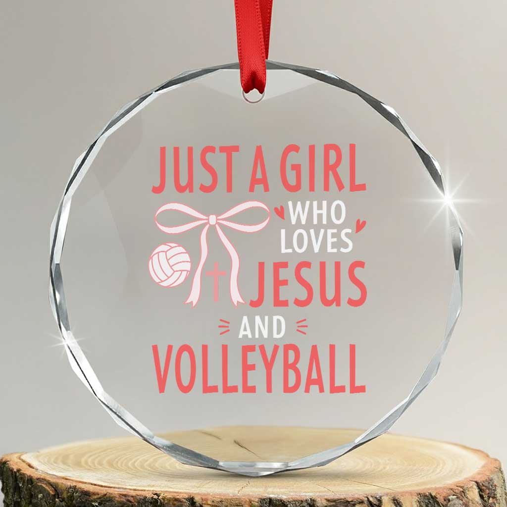 Christian Volleyball Player Crystal Glass Ornament Just A Girl Who Loves Jesus Sports Gift