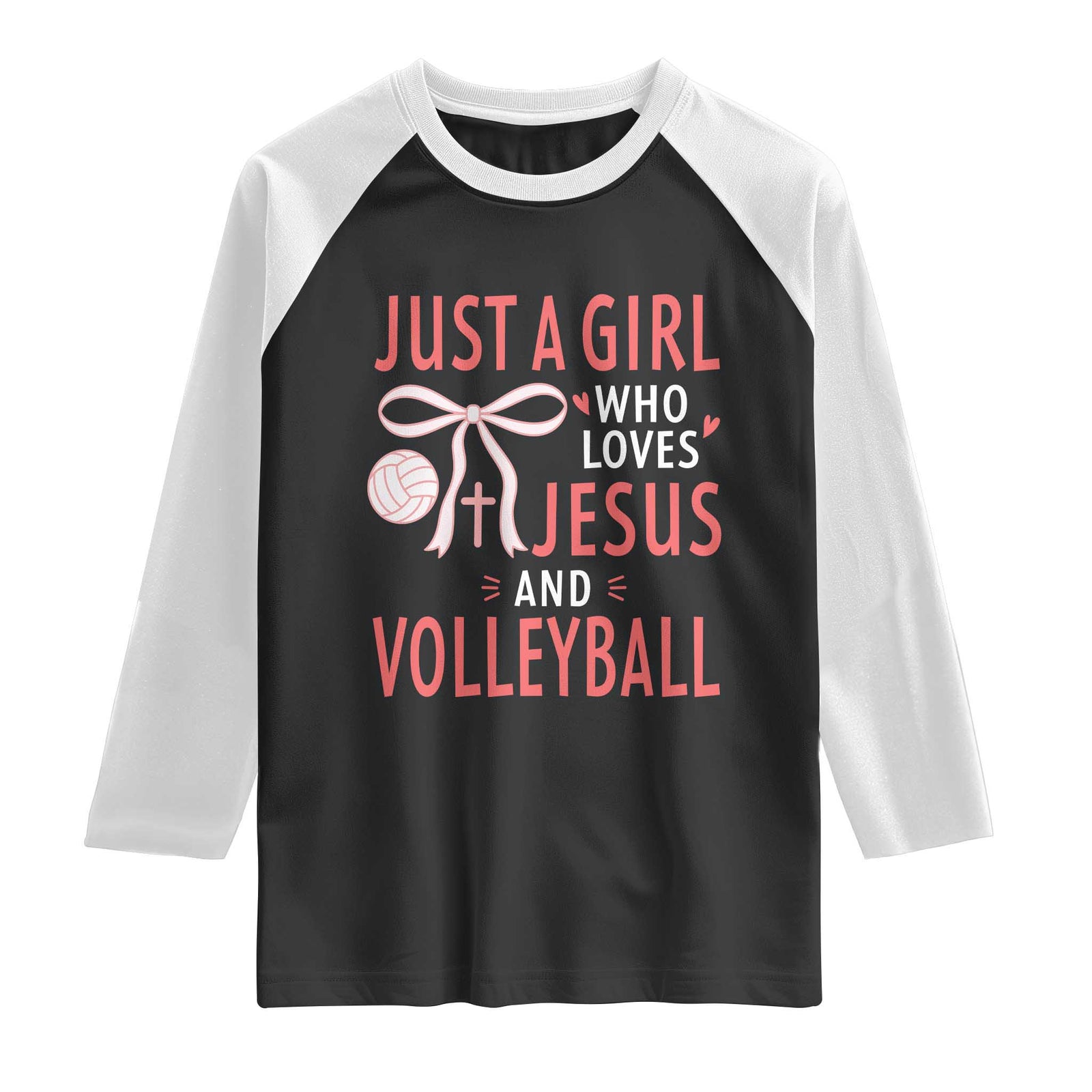 Christian Volleyball Player Raglan Shirt Just A Girl Who Loves Jesus Sports Gift