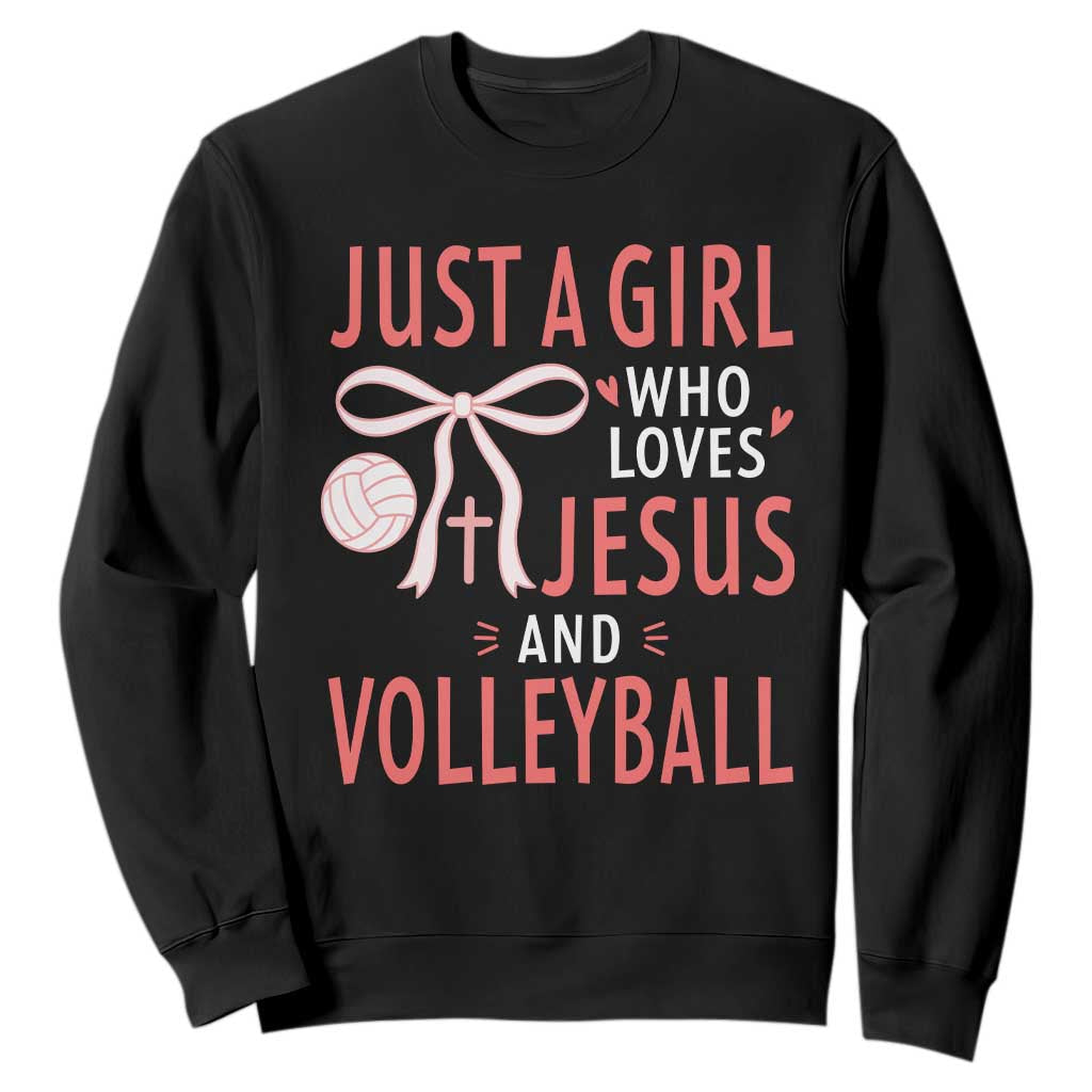 Christian Volleyball Player Sweatshirt Just A Girl Who Loves Jesus Sports Gift