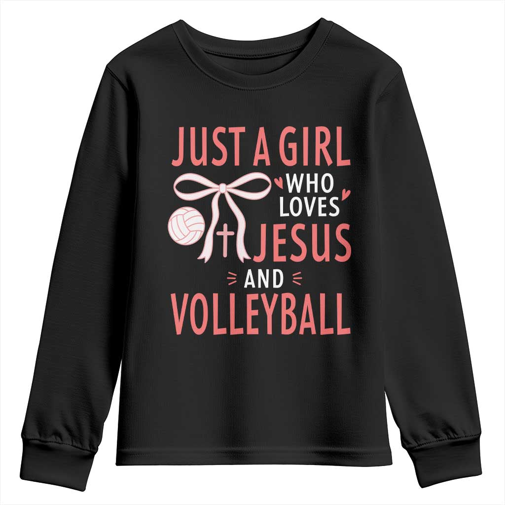 Christian Volleyball Player Youth Sweatshirt Just A Girl Who Loves Jesus Sports Gift