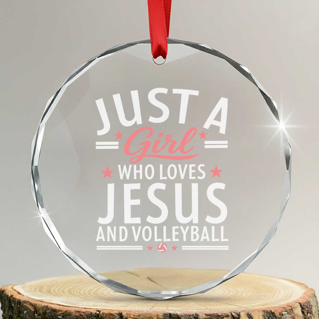 Volleyball Faith Girl Crystal Glass Ornament Just A Girl Who Loves Jesus Christian Gift