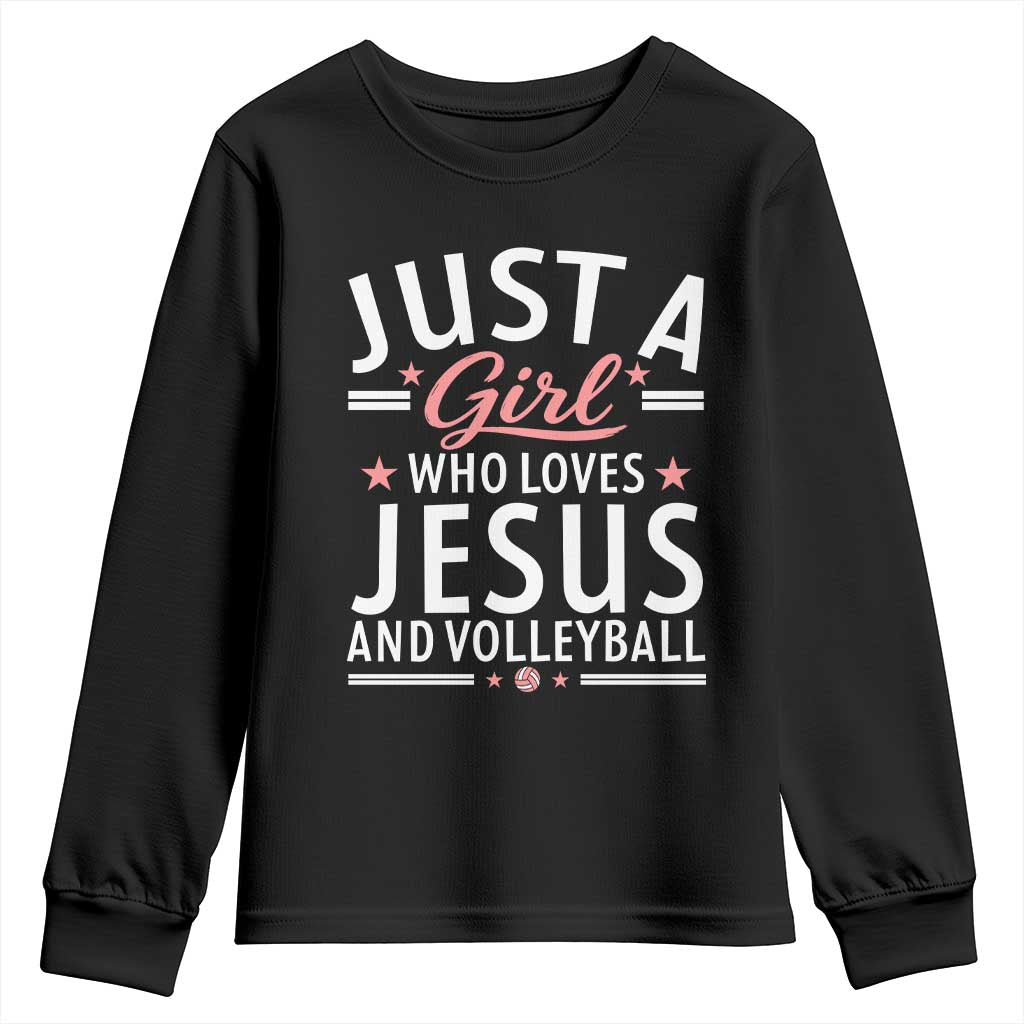Volleyball Faith Girl Youth Sweatshirt Just A Girl Who Loves Jesus Christian Gift