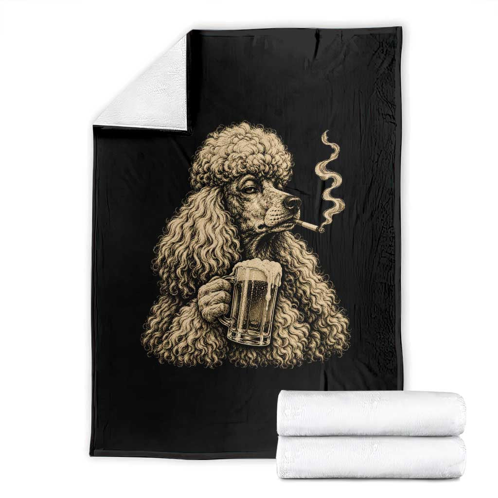 Funny Poodle Meme Throw Blanket Smoking Cigarette Drinking Beer Dog Lover Gift