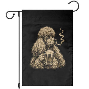 Funny Poodle Meme Garden Flag Smoking Cigarette Drinking Beer Dog Lover Gift