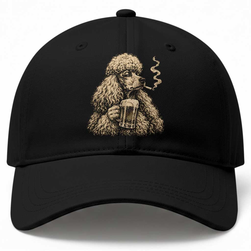 Funny Poodle Meme Baseball Cap Smoking Cigarette Drinking Beer Dog Lover Gift