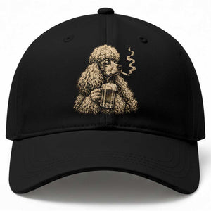 Funny Poodle Meme Baseball Cap Smoking Cigarette Drinking Beer Dog Lover Gift