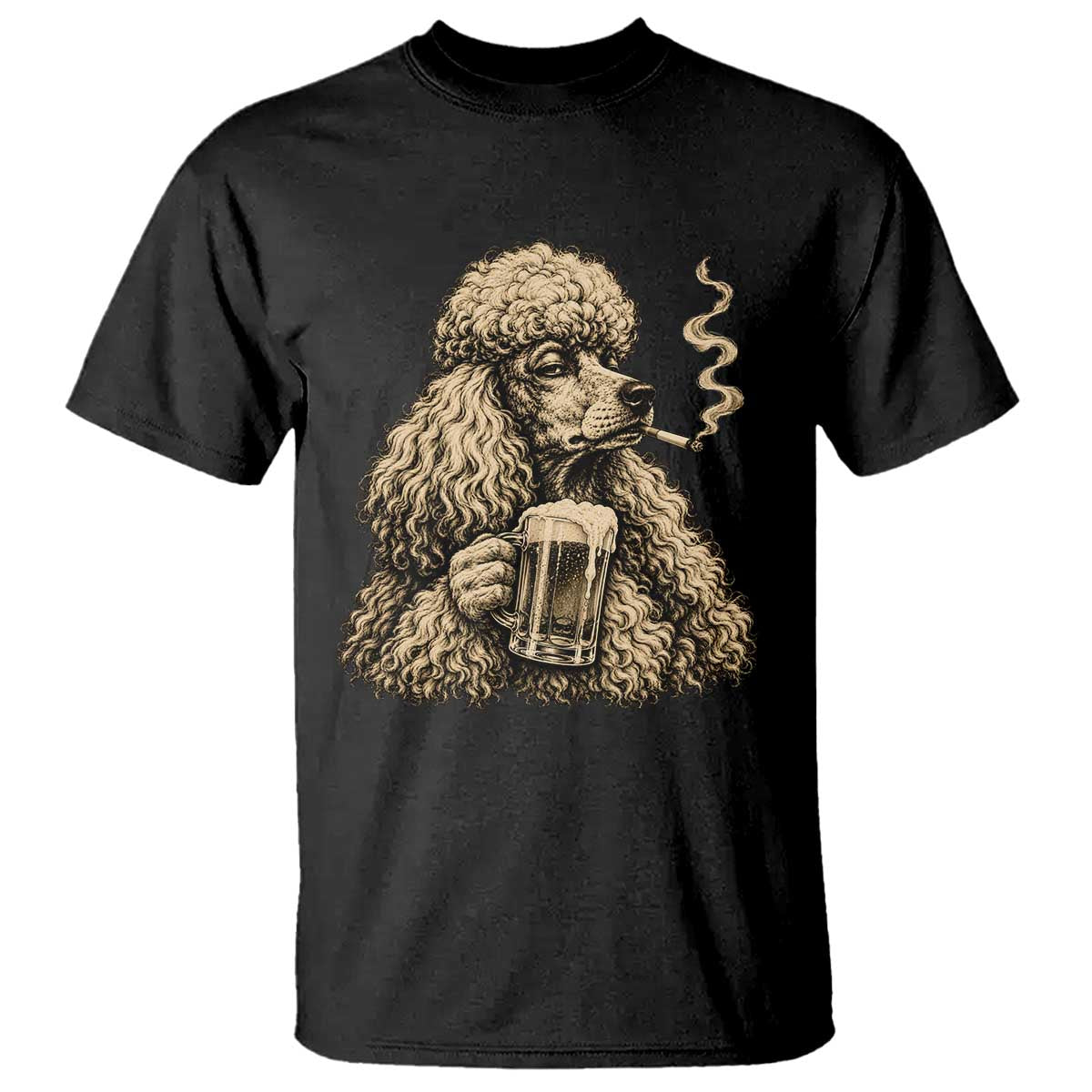 Funny Poodle Meme T Shirt Smoking Cigarette Drinking Beer Dog Lover Gift
