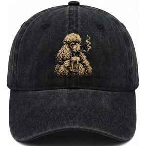 Funny Poodle Meme Washed Cotton Baseball Cap Smoking Cigarette Drinking Beer Dog Lover Gift
