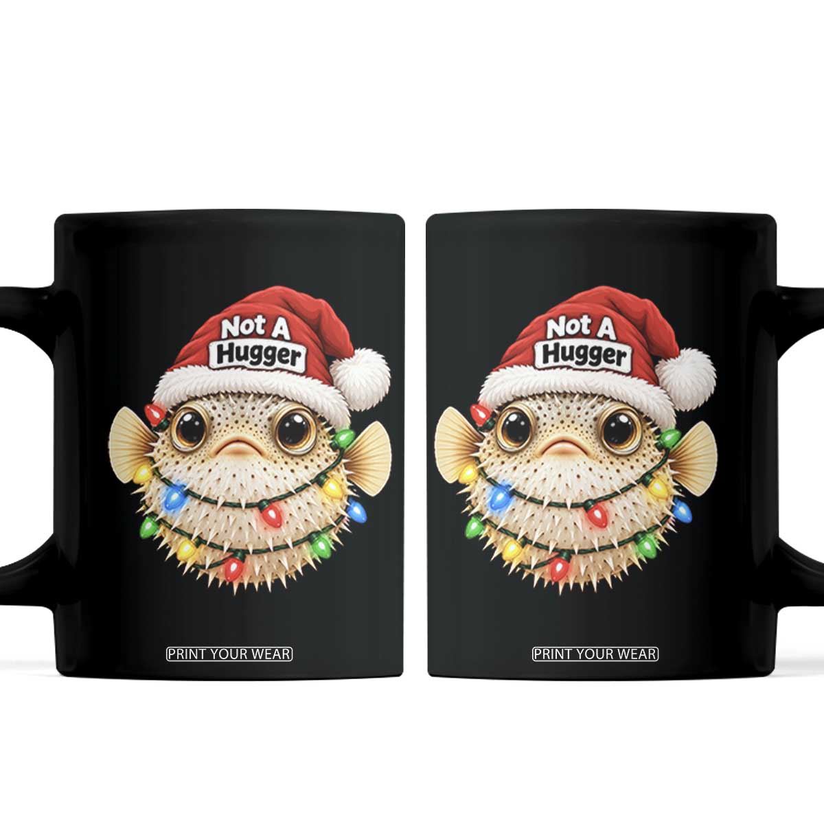 Funny Christmas Pufferfish Coffee Mug Not A Hugger Aquarium Keeper Holiday Gift