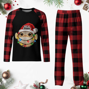 Funny Christmas Pufferfish Plaid Pajama Set Not A Hugger Aquarium Keeper Holiday Gift