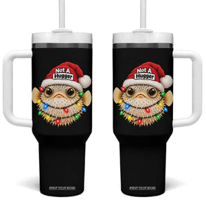 Funny Christmas Pufferfish Tumbler With Handle Not A Hugger Aquarium Keeper Holiday Gift