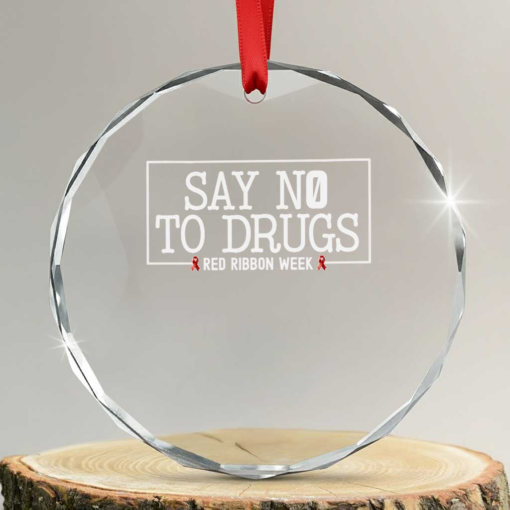 Say No To Drugs Red Ribbon Week Crystal Glass Ornament Anti Drug Awareness School Support