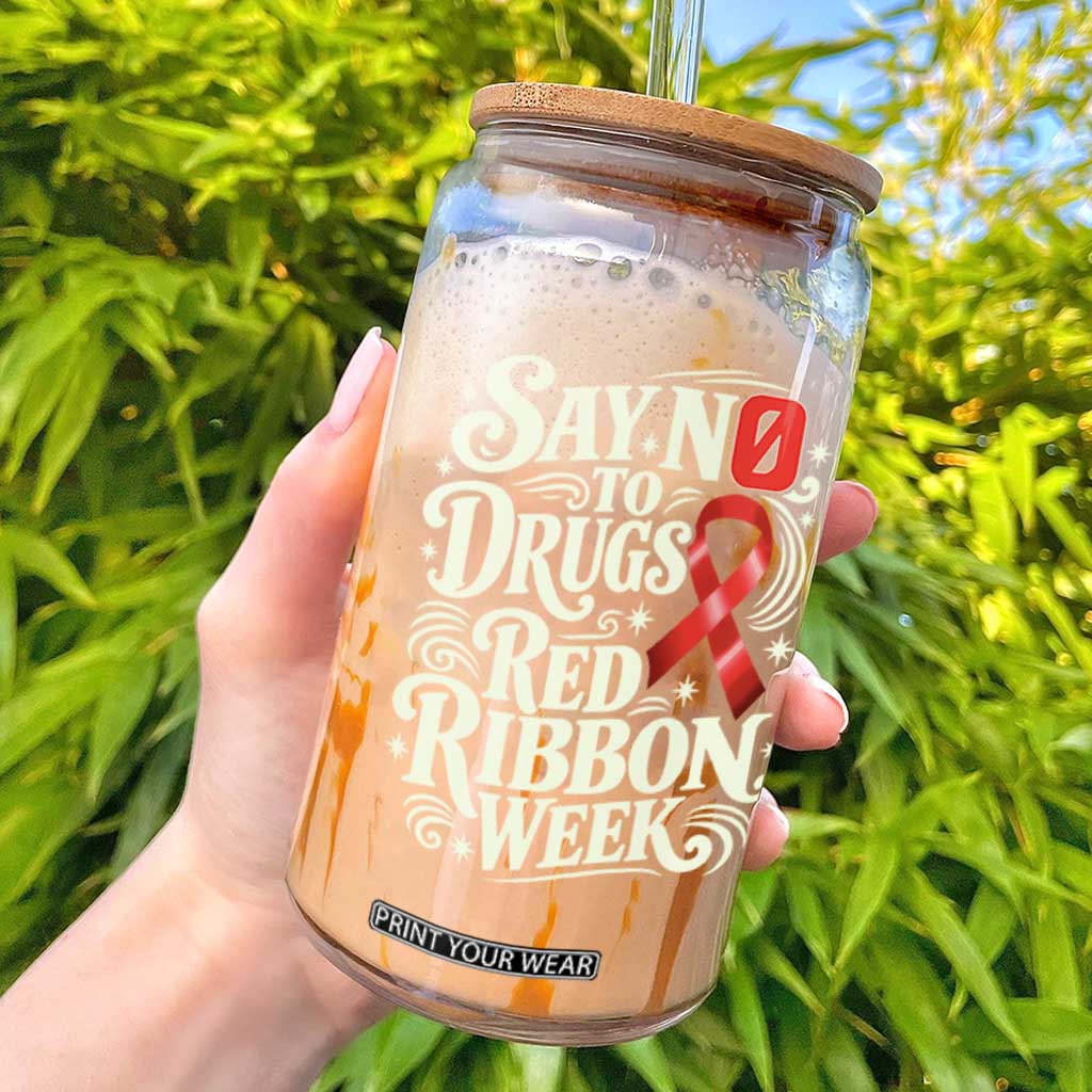 Red Ribbon Week Anti Drugs Glass Can Say No To Drugs School Support