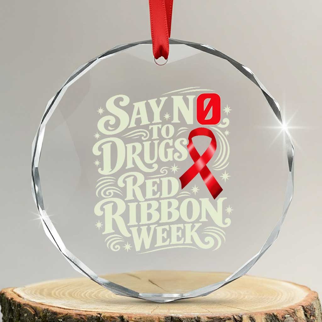 Red Ribbon Week Anti Drugs Crystal Glass Ornament Say No To Drugs School Support