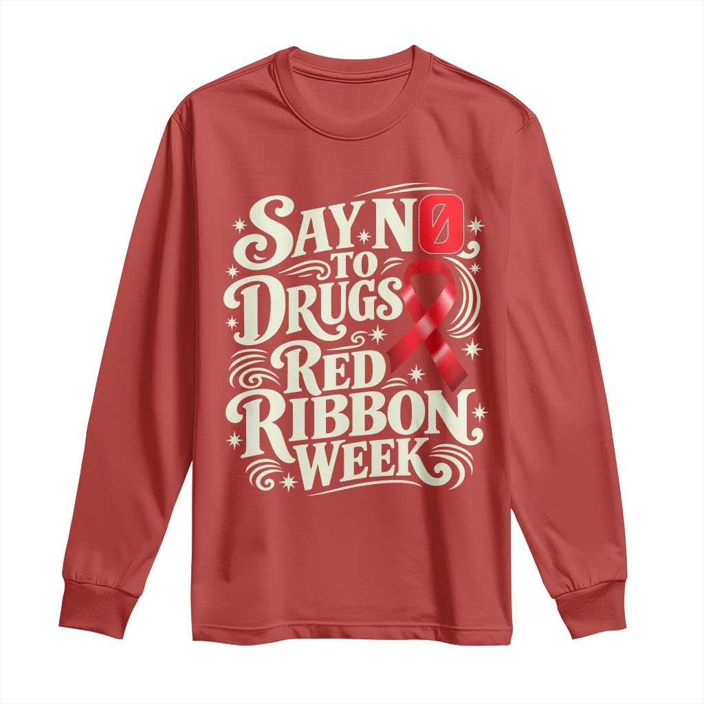 Red Ribbon Week Anti Drugs Long Sleeve Shirt Say No To Drugs School Support
