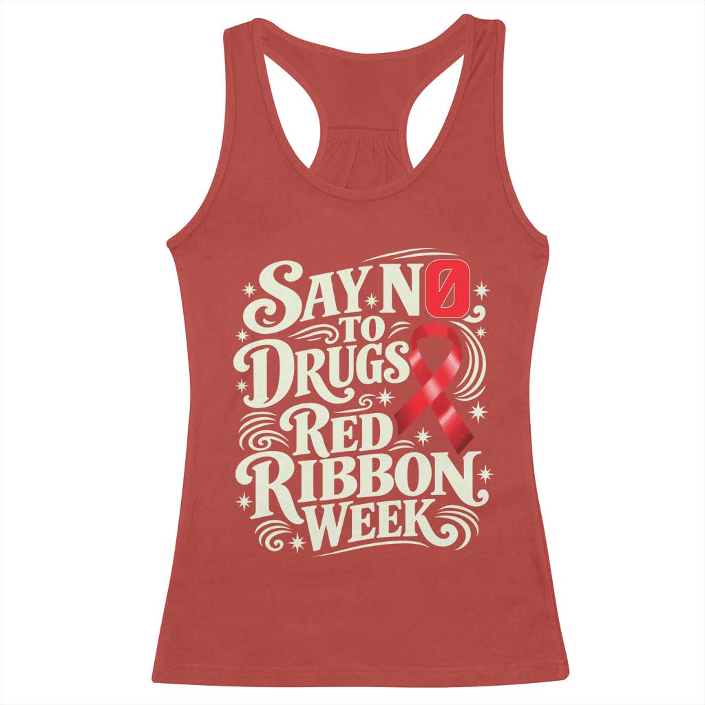 Red Ribbon Week Anti Drugs Racerback Tank Top Say No To Drugs School Support