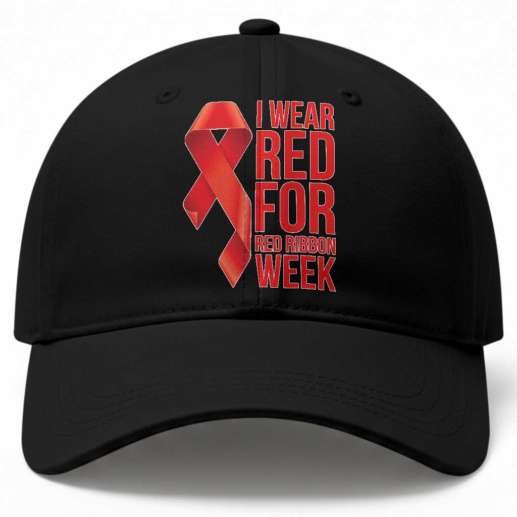 I Wear Red For Red Ribbon Week Baseball Cap Drug Free School Support