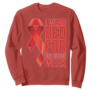 I Wear Red For Red Ribbon Week Sweatshirt Drug Free School Support