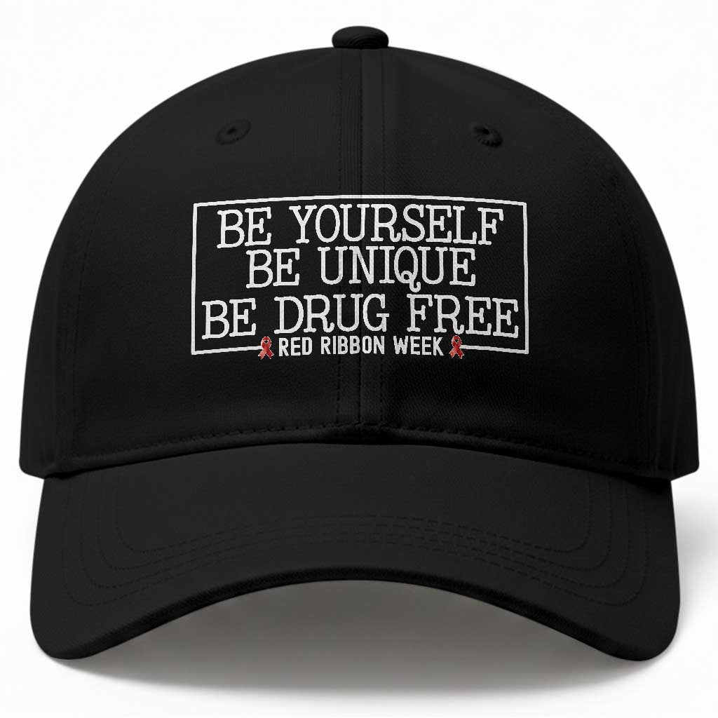 Be Yourself Be Unique Be Drug Free Baseball Cap Red Ribbon Week School Support