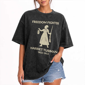 Harriet Tubman Freedom Fighter Washed Cotton T-Shirt History Lover Gift