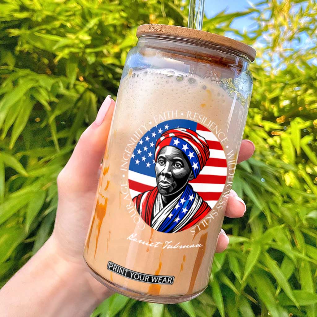 Harriet Tubman Patriotic Glass Can Black History Month Gift TS12 Black Print Your Wear