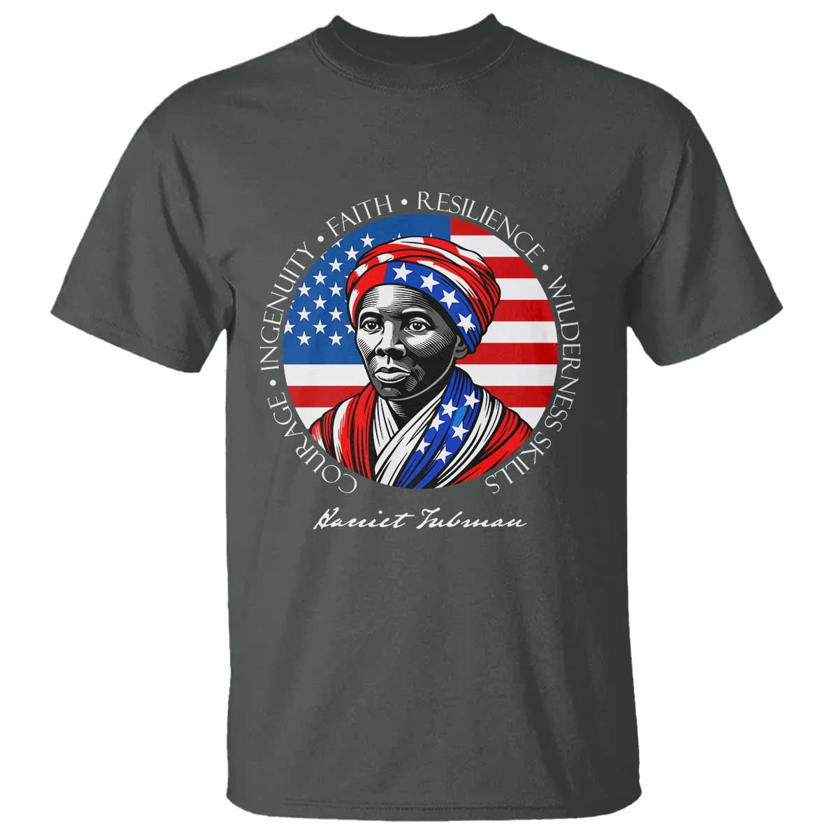 Harriet Tubman Patriotic T Shirt Black History Month Gift TS12 Dark Heather Print Your Wear