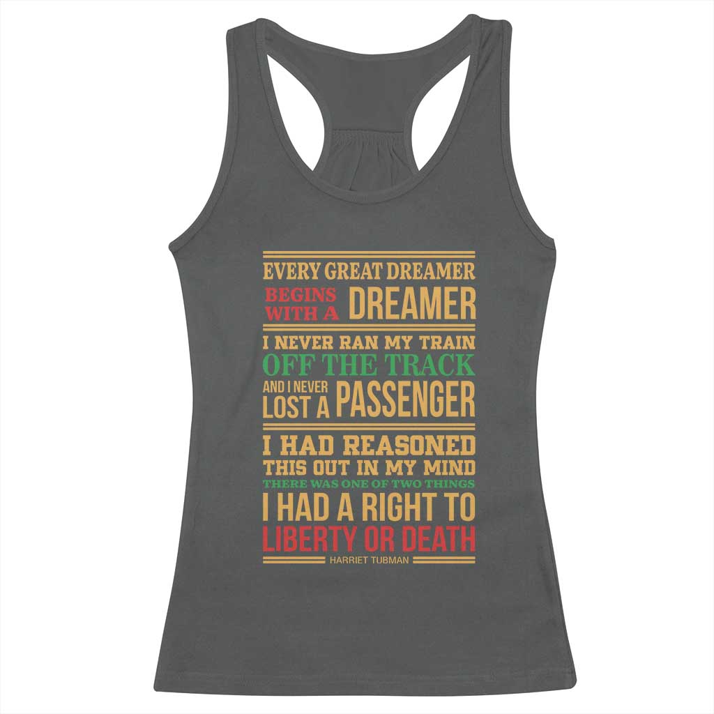 Harriet Tubman Powerful Quote Racerback Tank Top Strong Black Women Pride TS12 Dark Heather Print Your Wear