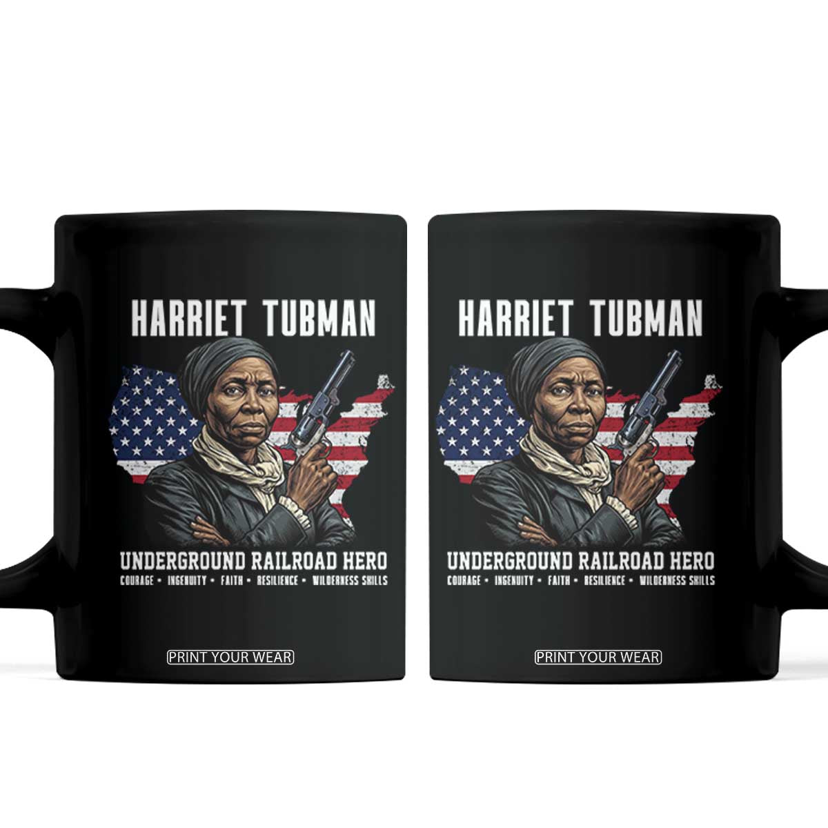 Harriet Tubman Patriotic Coffee Mug Female Empowerment History Gift TS12 Black Print Your Wear