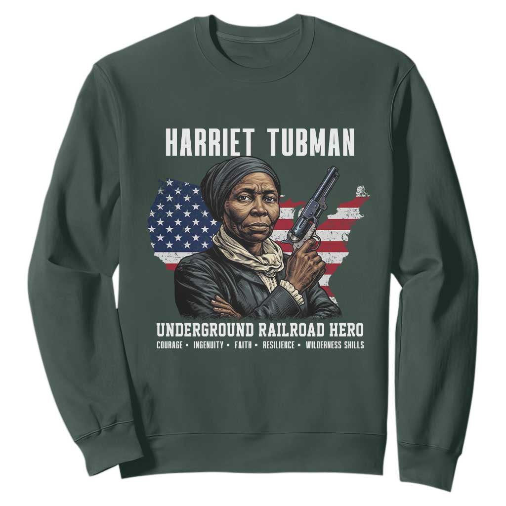 Harriet Tubman Patriotic Sweatshirt Female Empowerment History Gift TS12 Dark Forest Green Print Your Wear