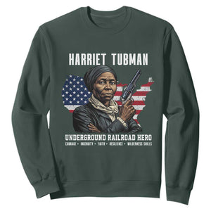 Harriet Tubman Patriotic Sweatshirt Female Empowerment History Gift TS12 Dark Forest Green Print Your Wear