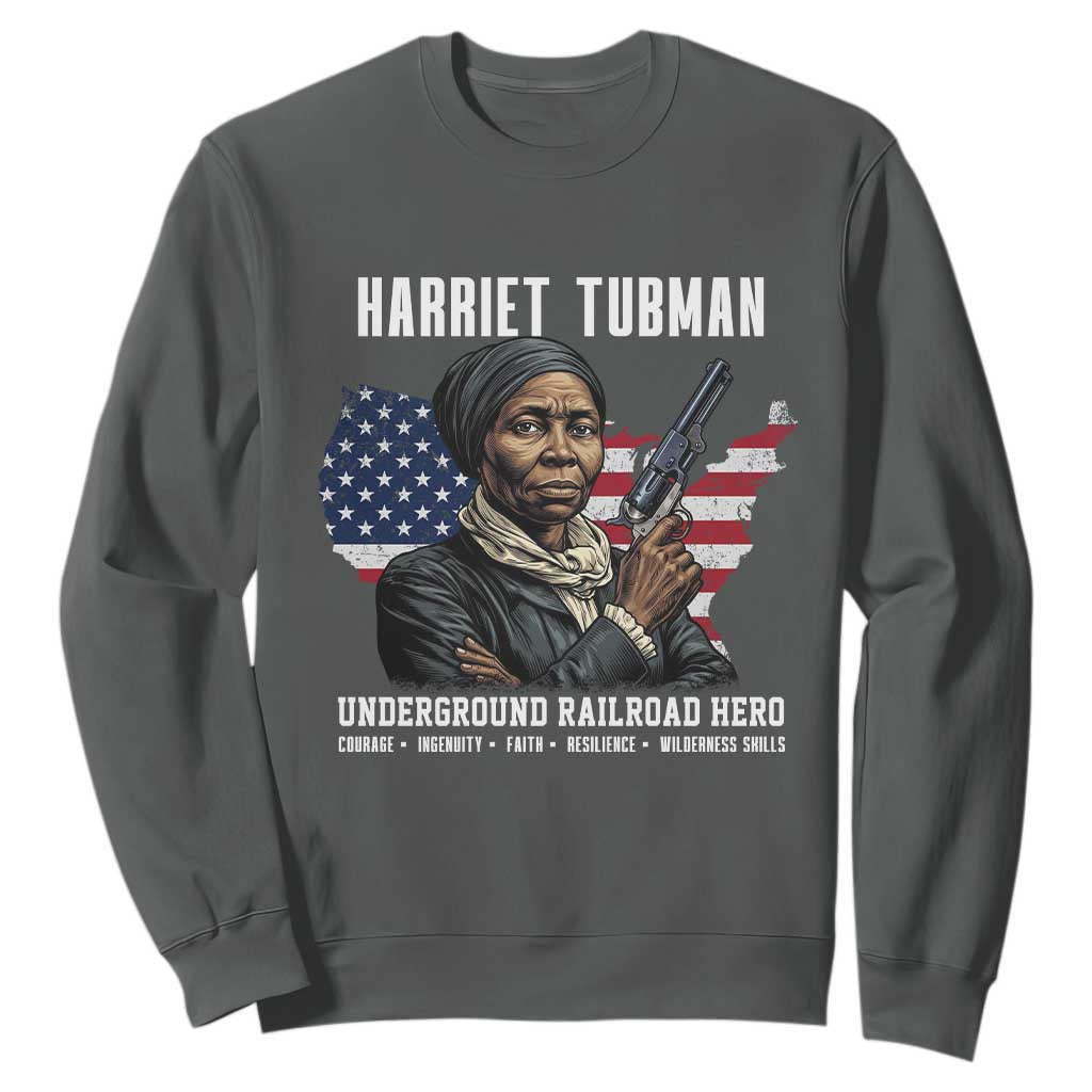 Harriet Tubman Patriotic Sweatshirt Female Empowerment History Gift TS12 Dark Heather Print Your Wear