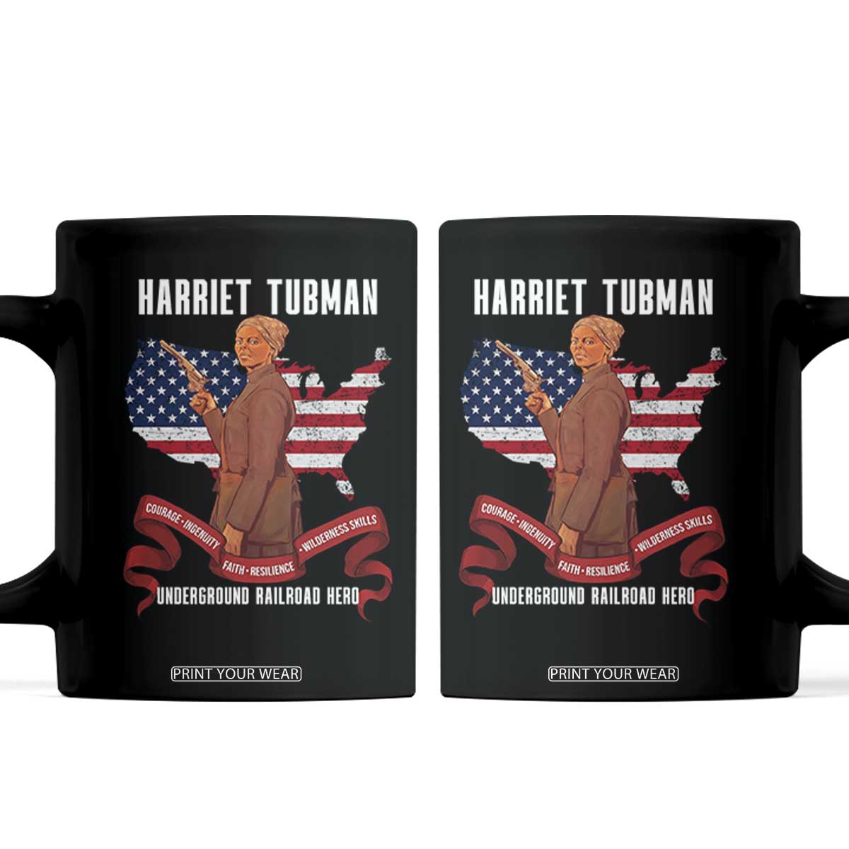 Harriet Tubman Patriotic Coffee Mug Strong Black Women Pride TS12 Black Print Your Wear