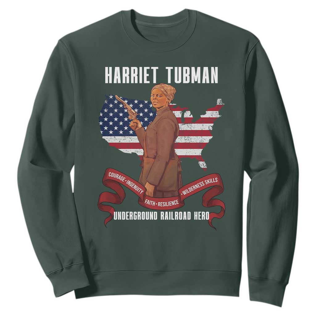 Harriet Tubman Patriotic Sweatshirt Strong Black Women Pride TS12 Dark Forest Green Print Your Wear