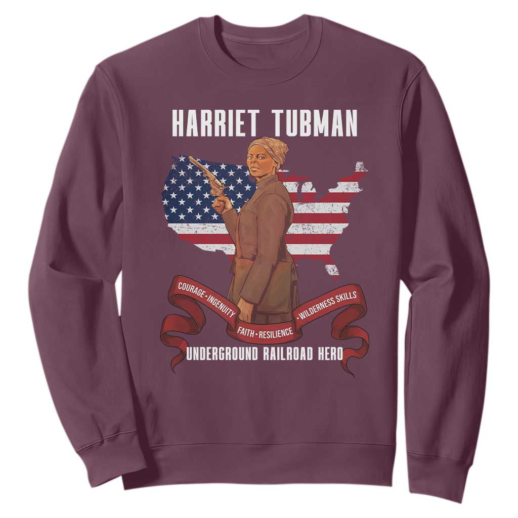 Harriet Tubman Patriotic Sweatshirt Strong Black Women Pride TS12 Maroon Print Your Wear