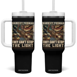 Harriet Tubman Tumbler With Handle Thay Can Not Stop The Light TS12 One Size: 40 oz Black Print Your Wear