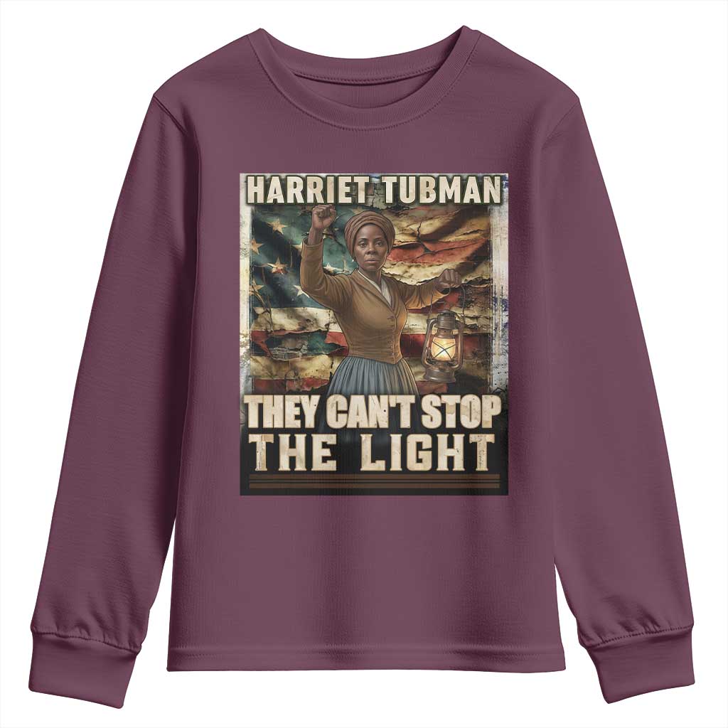 Harriet Tubman Youth Sweatshirt Thay Can Not Stop The Light TS12 Maroon Print Your Wear