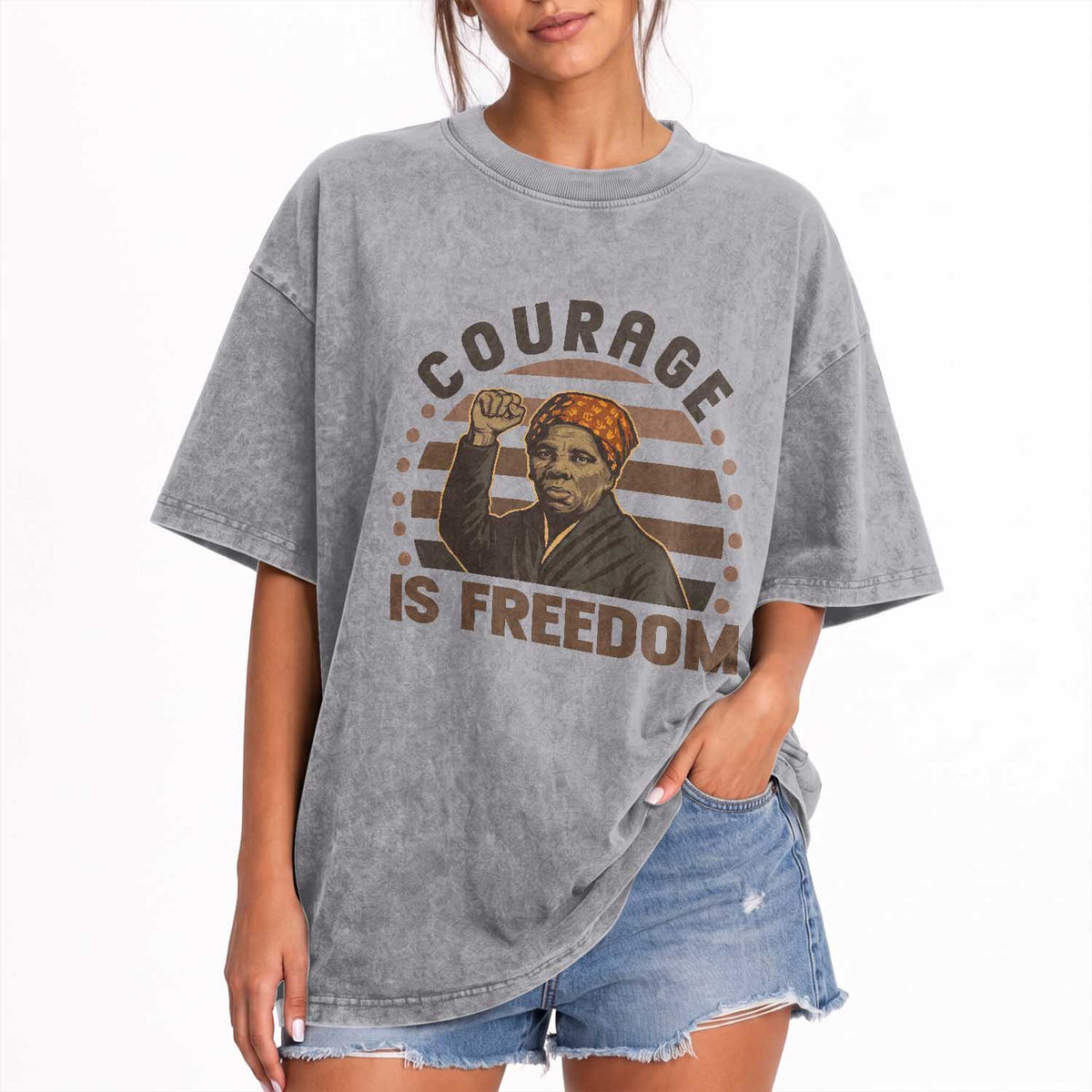 Harriet Tubman Legacy Washed Cotton T-Shirt Courage Is Freedom