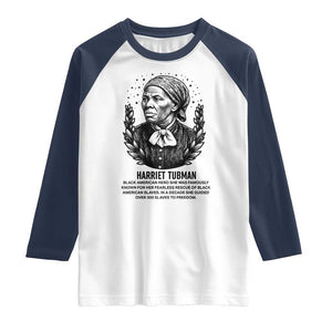 American Hero Harriet Tubman Raglan Shirt Black History Leader Gift TS12 White Navy Print Your Wear