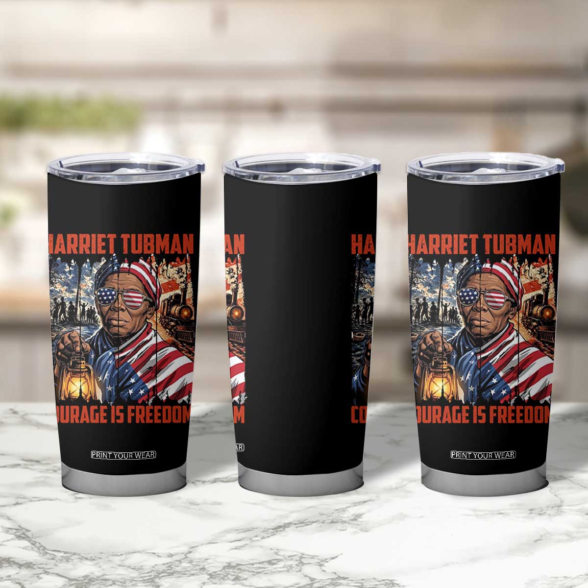 Harriet Tubman Courage Is Freedom Tumbler Cup Black History Gift TS12 Print Your Wear
