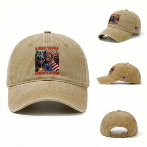 Harriet Tubman Courage Is Freedom Washed Cotton Baseball Cap Black History Gift TS12 Washed Cap Universal Fit Khaki Print Your Wear