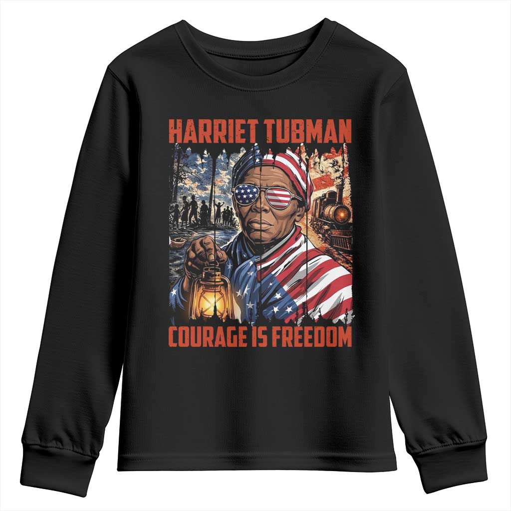 Harriet Tubman Courage Is Freedom Youth Sweatshirt Black History Gift TS12 Black Print Your Wear