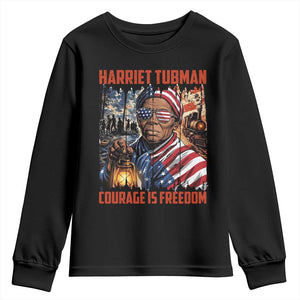 Harriet Tubman Courage Is Freedom Youth Sweatshirt Black History Gift TS12 Black Print Your Wear