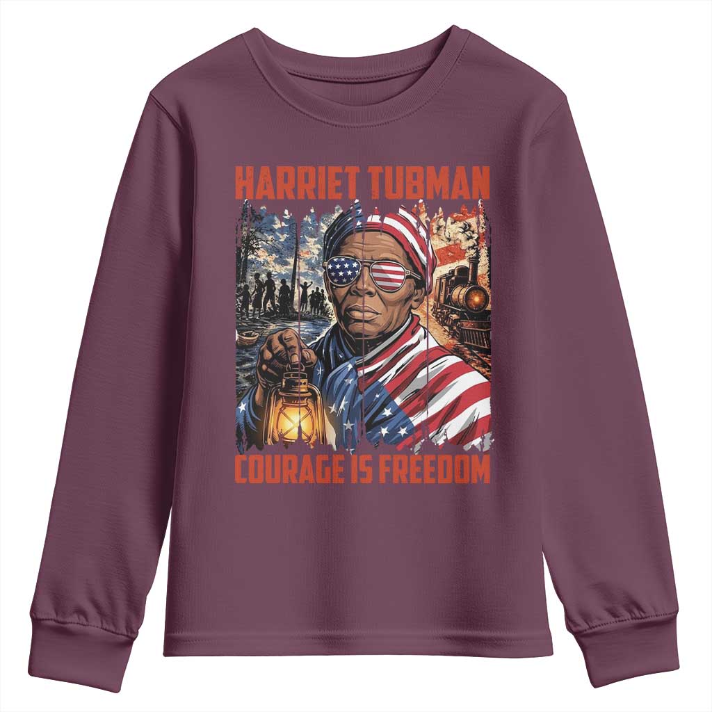 Harriet Tubman Courage Is Freedom Youth Sweatshirt Black History Gift TS12 Maroon Print Your Wear