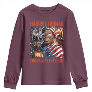 Harriet Tubman Courage Is Freedom Youth Sweatshirt Black History Gift TS12 Maroon Print Your Wear