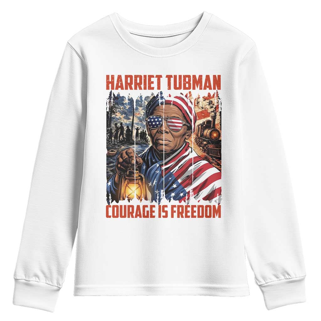 Harriet Tubman Courage Is Freedom Youth Sweatshirt Black History Gift TS12 White Print Your Wear