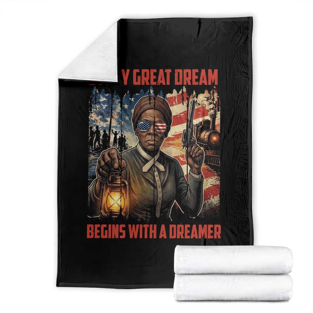 Harriet Tubman Quote Throw Blanket Every Great Dream Begins With A Dreamer TS12 Black Print Your Wear