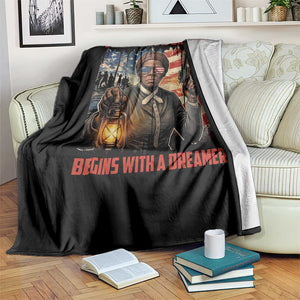 Harriet Tubman Quote Throw Blanket Every Great Dream Begins With A Dreamer TS12 Print Your Wear