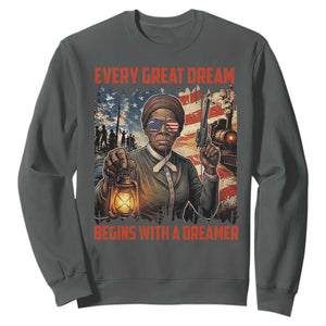 Harriet Tubman Quote Sweatshirt Every Great Dream Begins With A Dreamer TS12 Dark Heather Print Your Wear