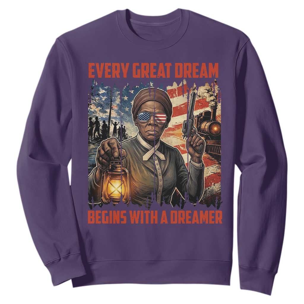 Harriet Tubman Quote Sweatshirt Every Great Dream Begins With A Dreamer TS12 Purple Print Your Wear