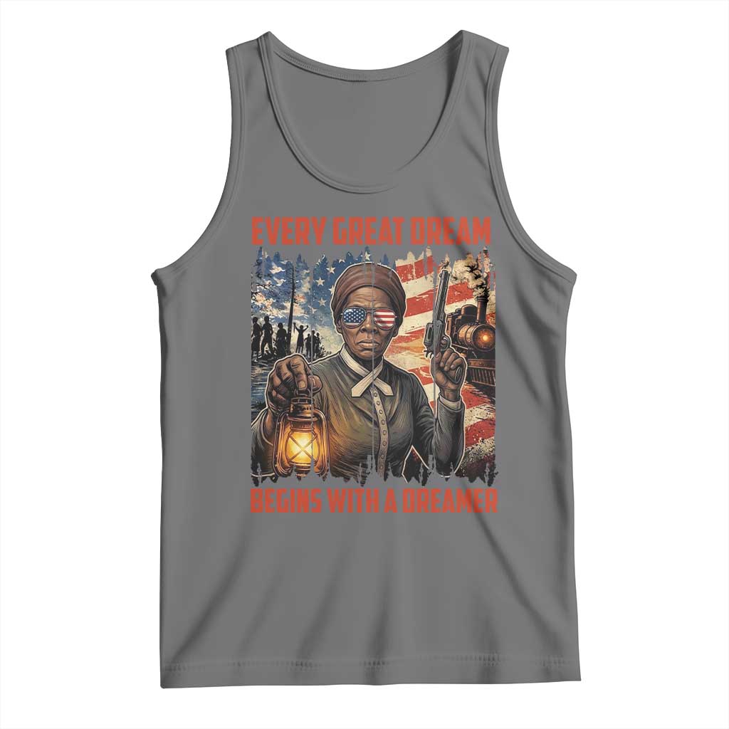 Harriet Tubman Quote Tank Top Every Great Dream Begins With A Dreamer TS12 Black Heather Print Your Wear